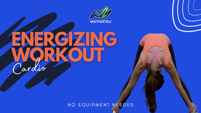 Picture of a class summary with the image thumbnail of a trainer completing a front bend stretch workout. Text reads: 10 minute energizing workout. Just throw on some music and join me in this great way to start your day!